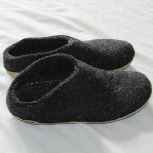 Glerups Dark Gray Wool Slippers with Leather Sole Women's Size EU 38 / US 7.5-8